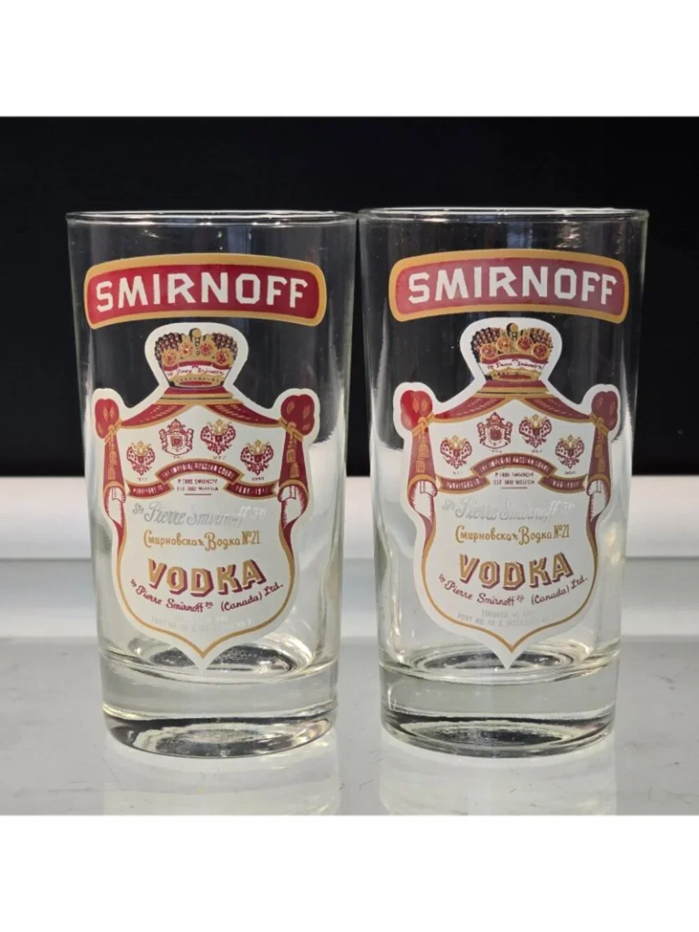 Smirnoff Vodka Cocktail Glasses Vintage Canada Set of 2